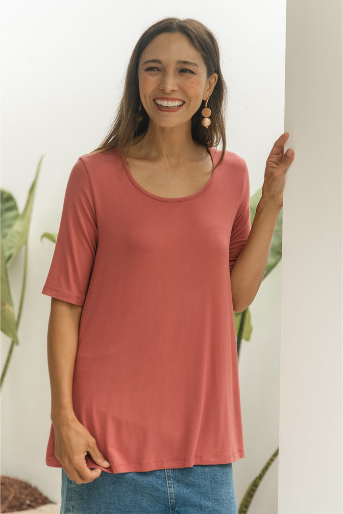 Carter Rust Bamboo Tunic Top,Lifestyle