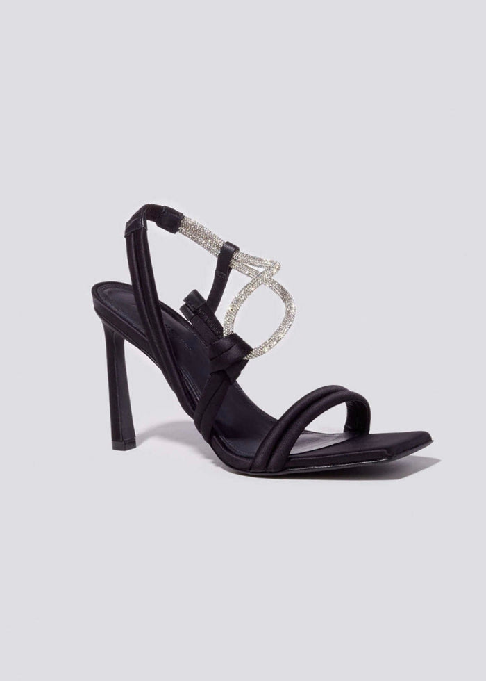 Cassie Crystal Strappy Sandal (Black)