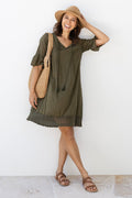 Cayman Khaki Cotton Tunic Dress,Lifestyle