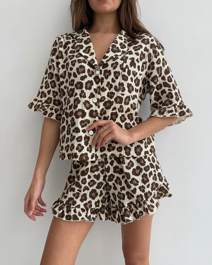 Charlize Night Suit Co ord Set - Brown