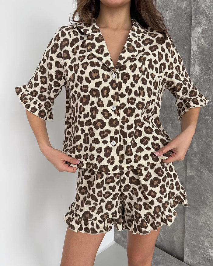 Charlize Night Suit Co ord Set - Brown