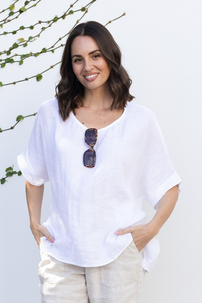 Chaya White Linen Top,Lifestyle