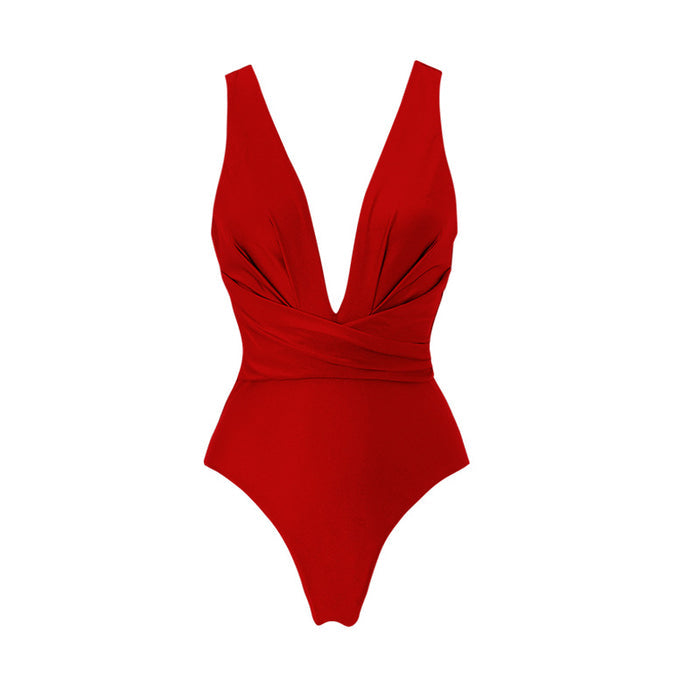 Cherry Bomb V- Neck swimsuit  - Red