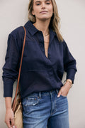 Chloe Panel Shirt - Navy