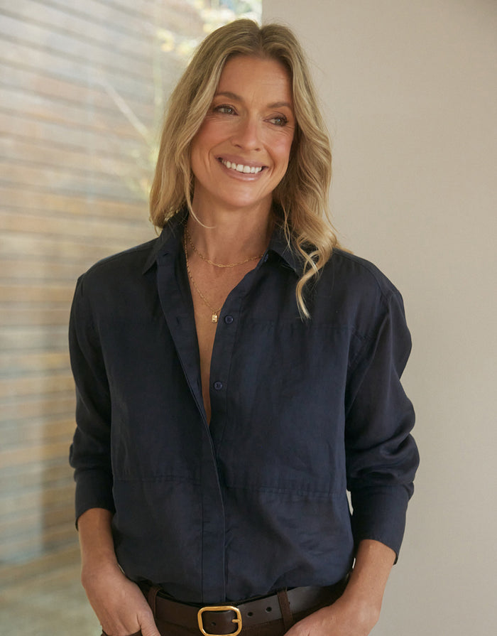 Chloe Panel Shirt - Navy