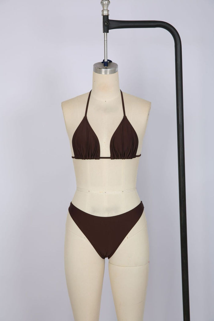 Cinnamon Glow Bikini Top & Skirt Set - Brown