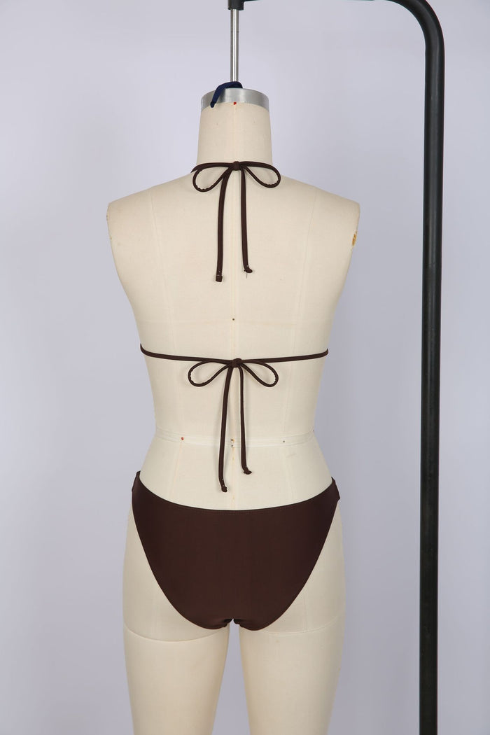 Cinnamon Glow Bikini Top & Skirt Set - Brown