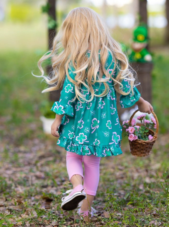 St. Patrick's Day Clothes | Girls Ruffled Hi-Lo Tunic & Legging Set