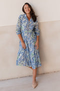 Coastal Blue Leaf Collared Dress,Lifestyle