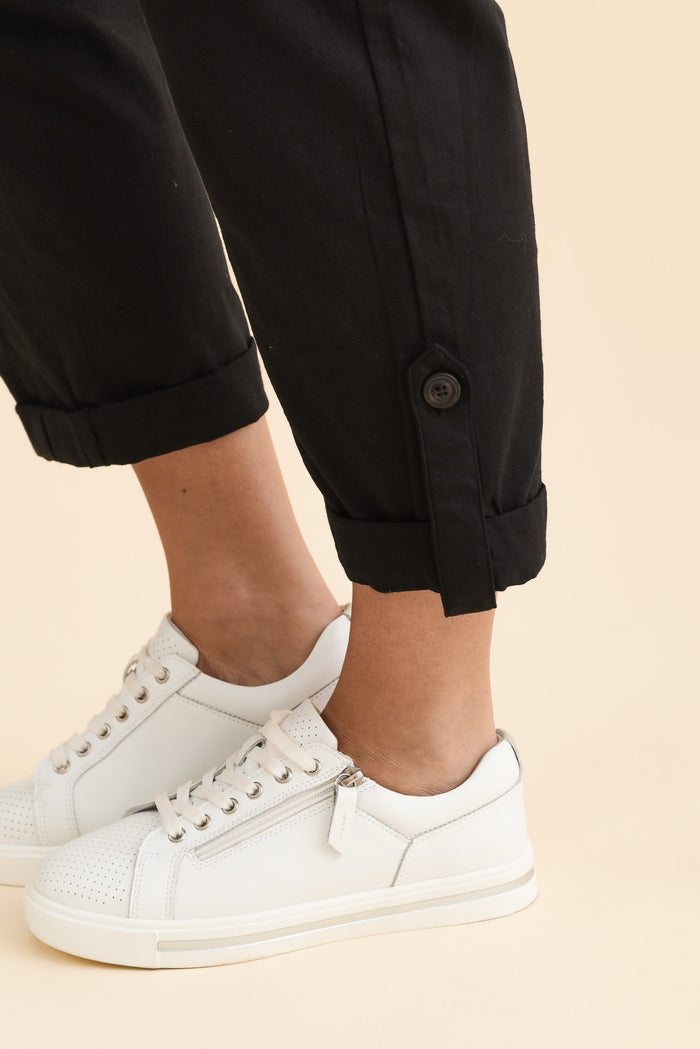 Colette Black Cargo Pants,Brunette model,alt text|model:MJ