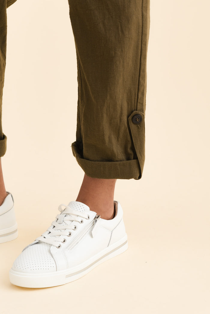 Colette Khaki Cargo Pants,Brunette model,alt text|model:Brontie