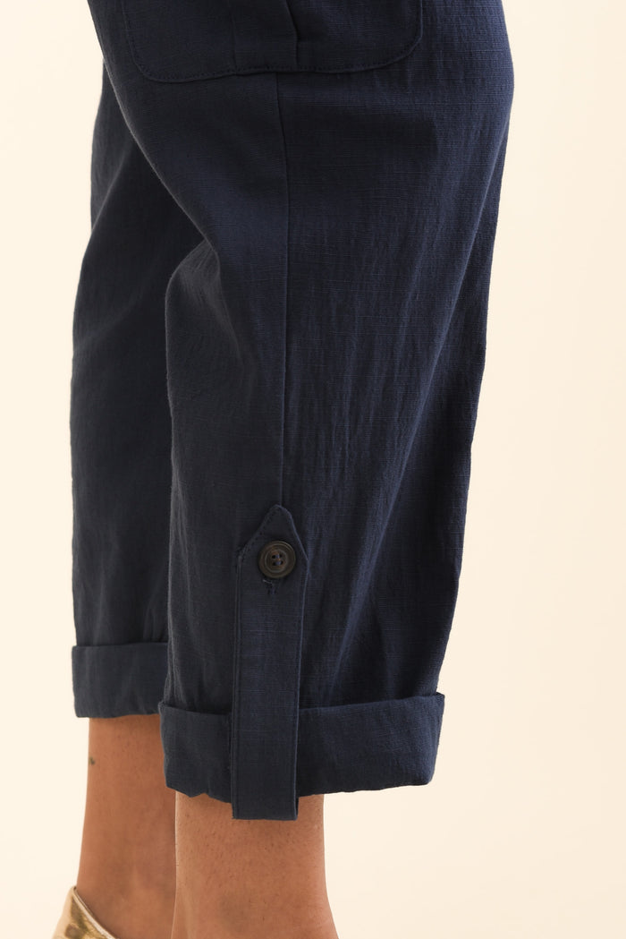 Colette Navy Cargo Pants,Brunette model,alt text|model:Brontie