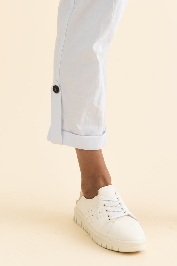 Colette White Cargo Pants,Brunette model,alt text|model:Cara