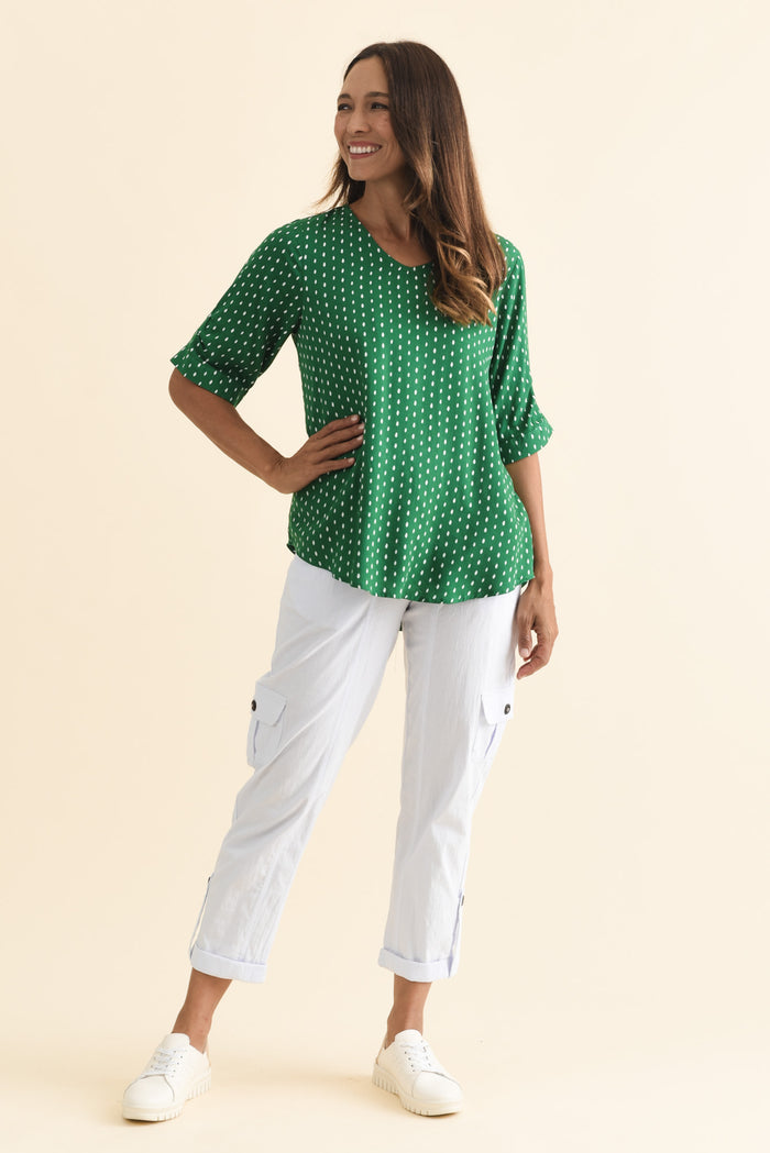 Colette White Cargo Pants,Brunette model,alt text|model:Cara