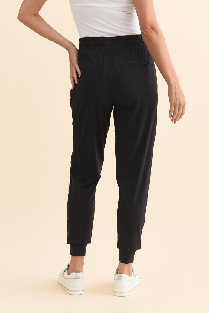 Collins Black Tie Jogger Pants,Brunette model,alt text|model:MJ