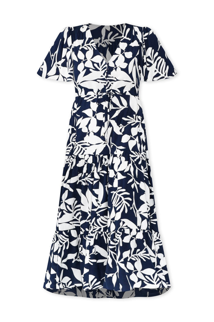 Cooper Navy Floral Tier Dress,ghost-mani