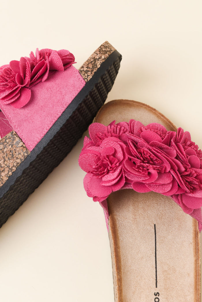 Corsage Hot Pink Flower Slide
