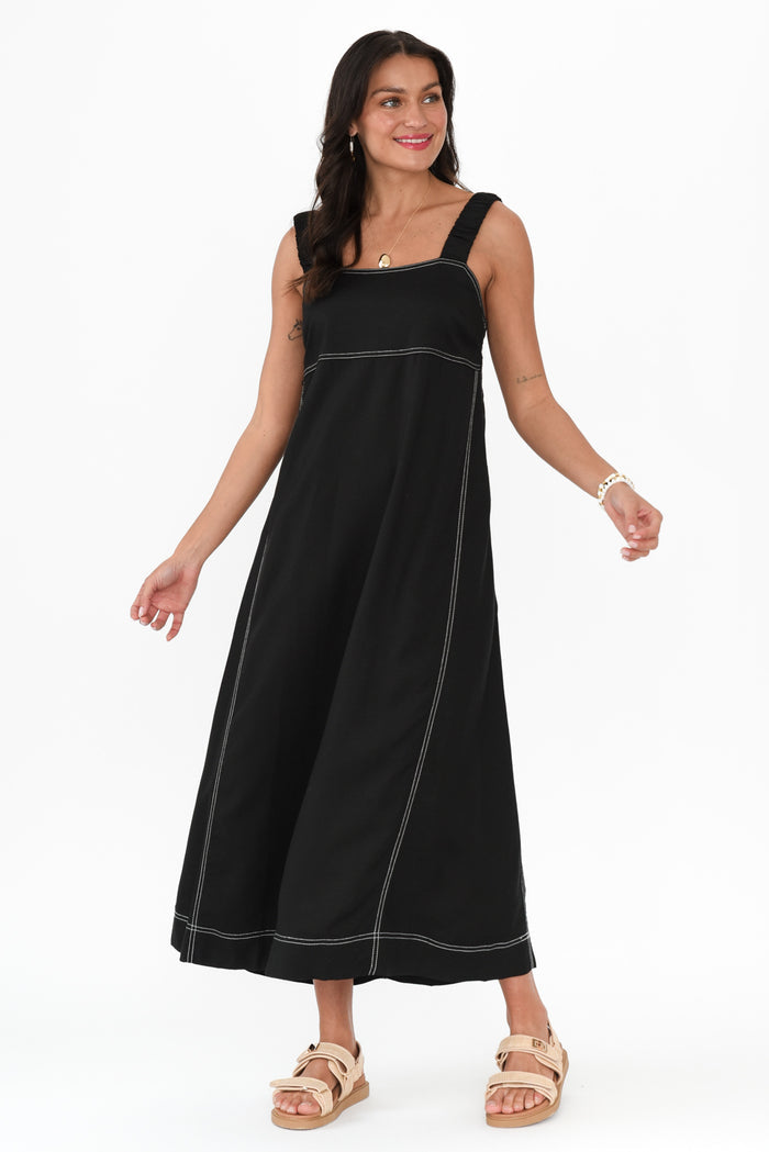 Cosma Black Contrast Maxi Dress,Brunette model,alt text|model:Brontie