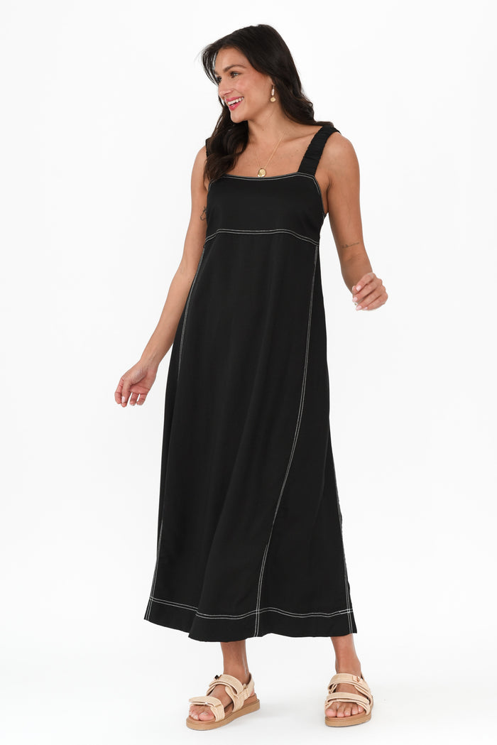 Cosma Black Contrast Maxi Dress,Brunette model,alt text|model:Brontie