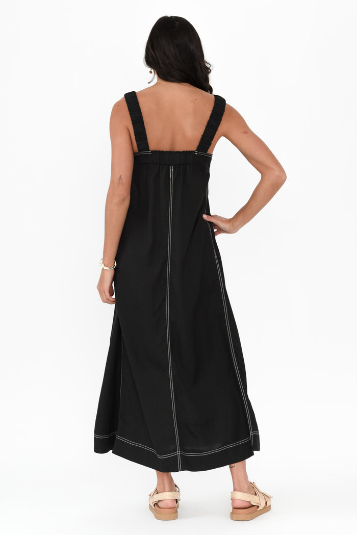 Cosma Black Contrast Maxi Dress,Brunette model,alt text|model:Brontie