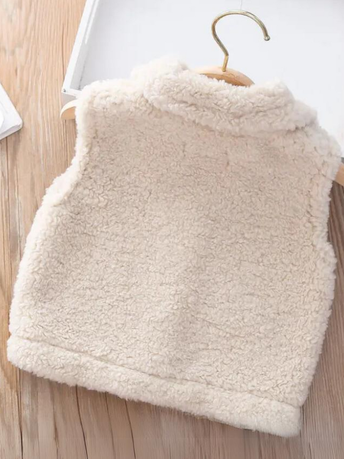 Cozy Plush Zip-Up Sherpa Vest with Pocket Detail Mia Belle Girls