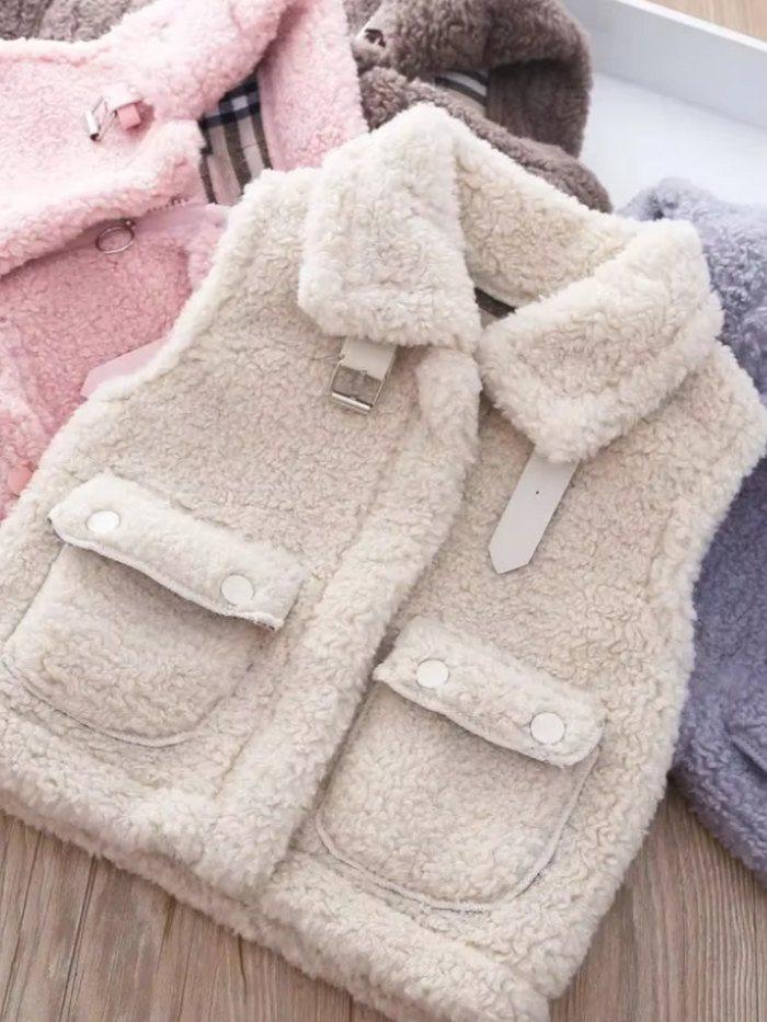Cozy Plush Zip-Up Sherpa Vest with Pocket Detail Mia Belle Girls
