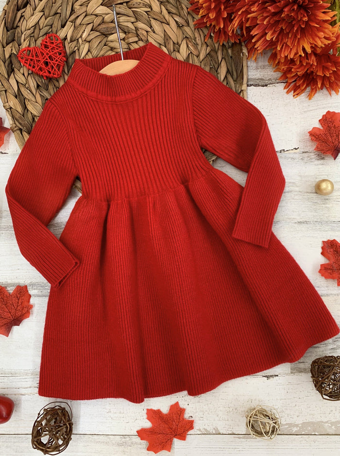 Girls Sweaters | Red Cozy Cable Knit Tunic Sweater | Mia Belle Girls