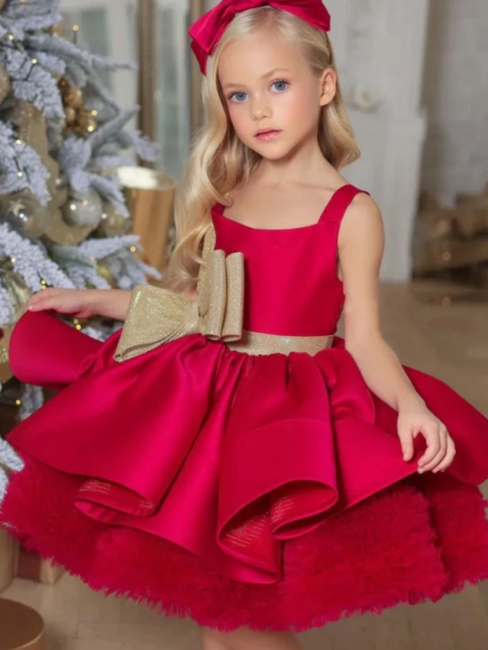 Crowning Moment Bow-Embellished Ruffle Special Occasion Dress Mia Belle Girls