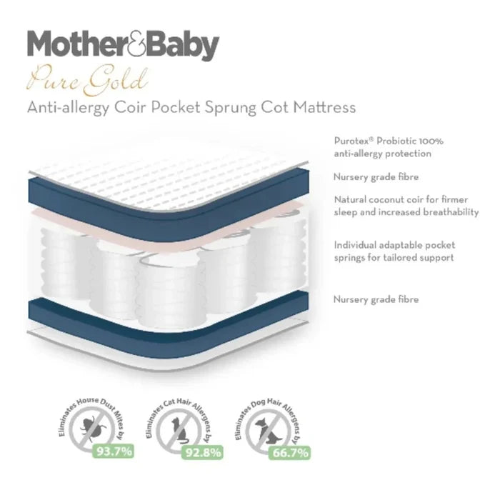 CuddleCo Mother&Baby First Gold Anti - Allergy Foam Cot Mattress 120 x 60cm - ebebek