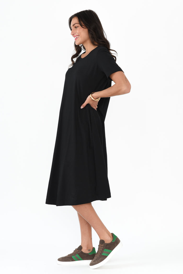 Cynthia Black Cotton Tee Dress,Brunette model,alt text|model:Brontie