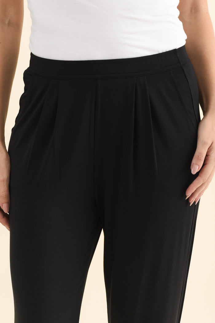 Dana Black Micro Modal Pants,Brunette model,alt text|model:MJ