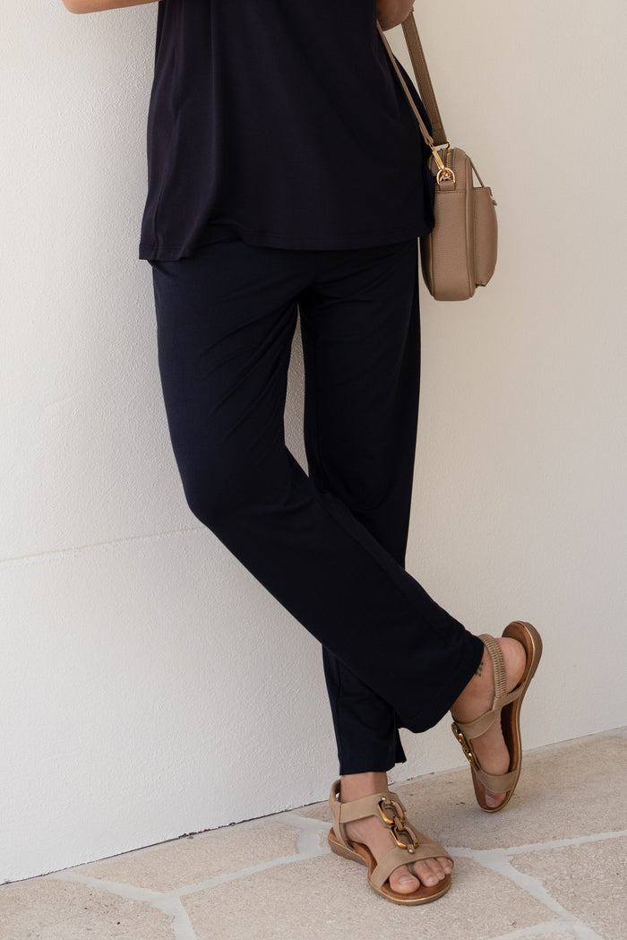 Dana Navy Micro Modal Pants,Lifestyle