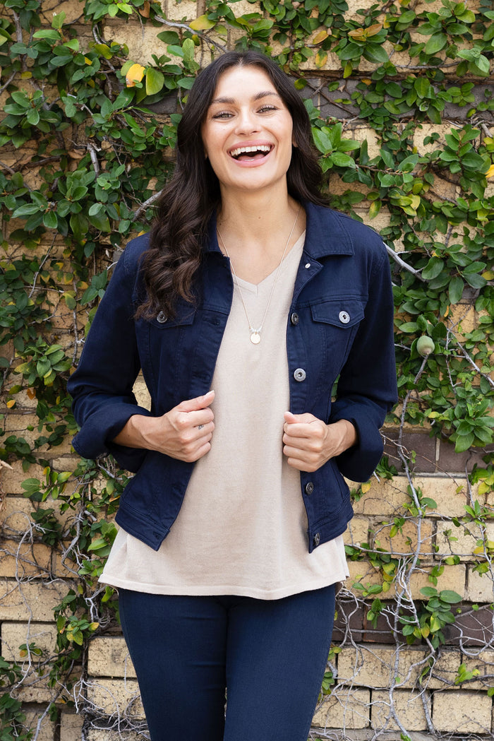Danielle Navy Stretch Jean Jacket,Lifestyle