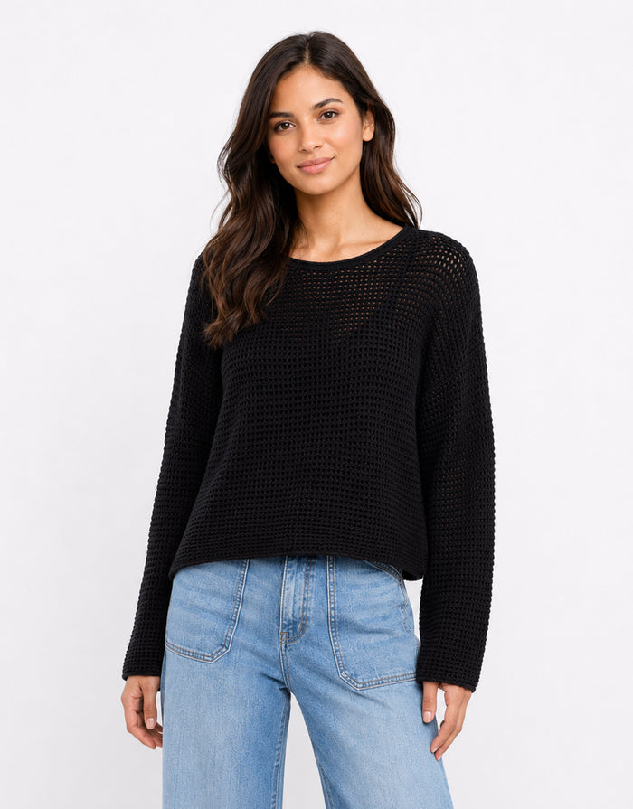 Dawn Crochet Knit Jumper - Black