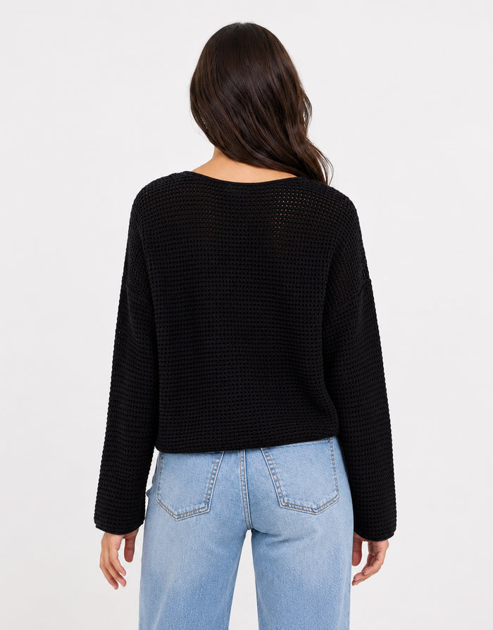 Dawn Crochet Knit Jumper - Black