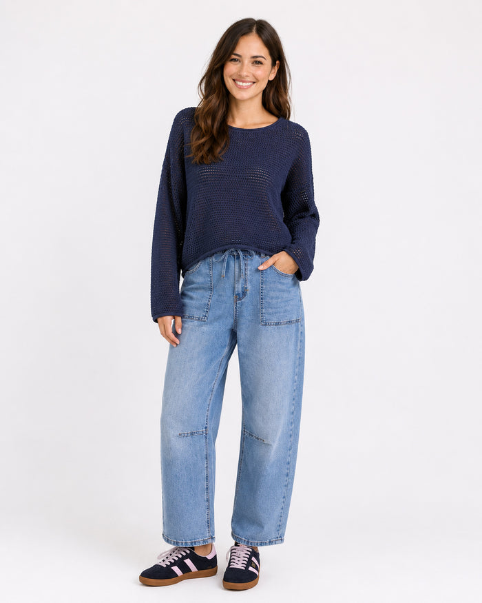 Dawn Crochet Knit Jumper - Ink