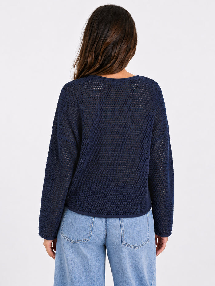 Dawn Crochet Knit Jumper - Ink