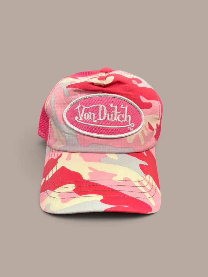 deadstock von dutch hat pink camo trucker style