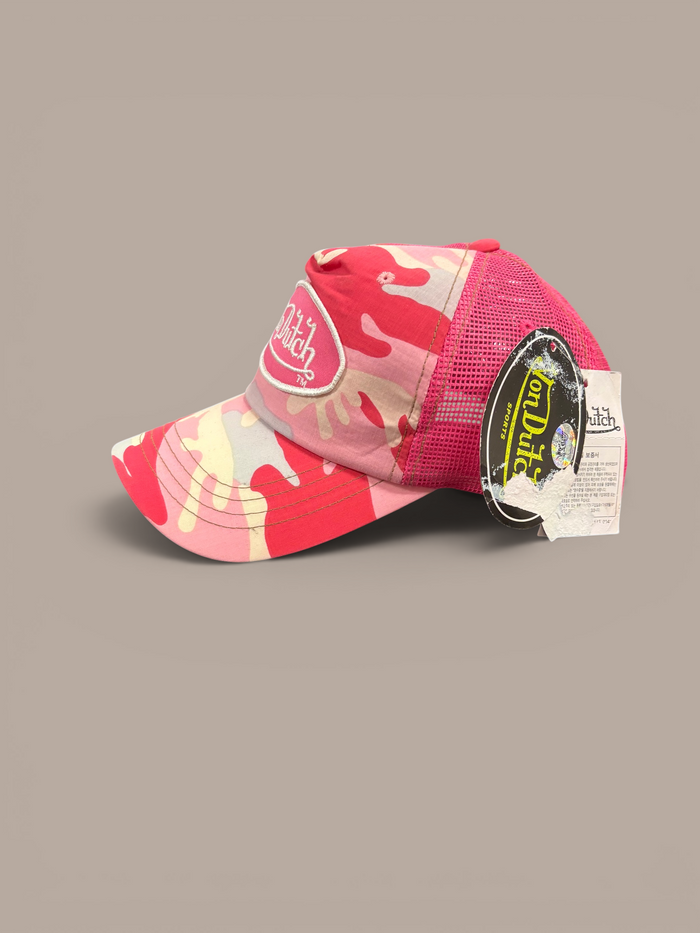 deadstock von dutch hat pink camo trucker style