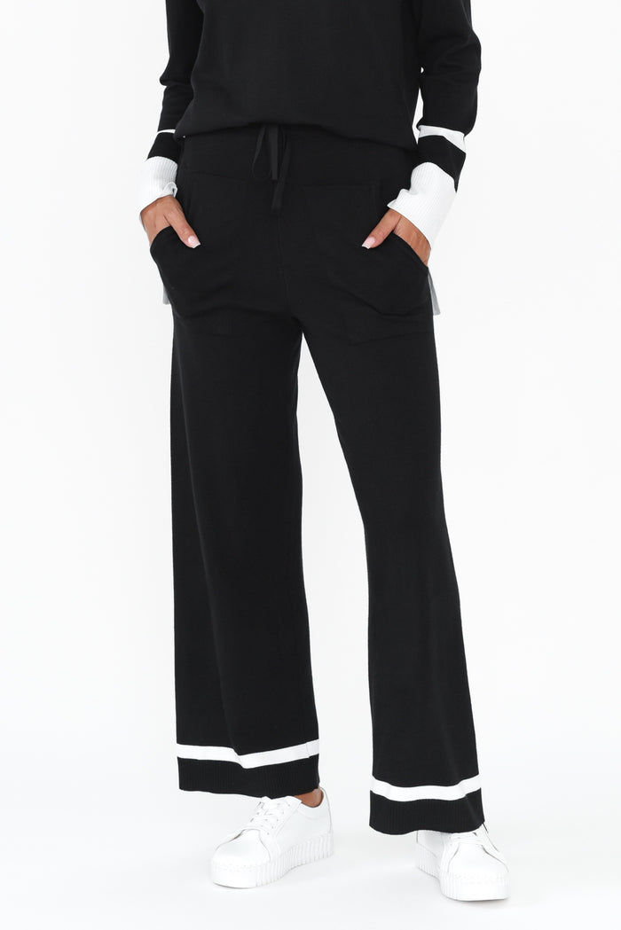 Delphine Black Knit Pants,Brunette model,alt text|model:Brontie