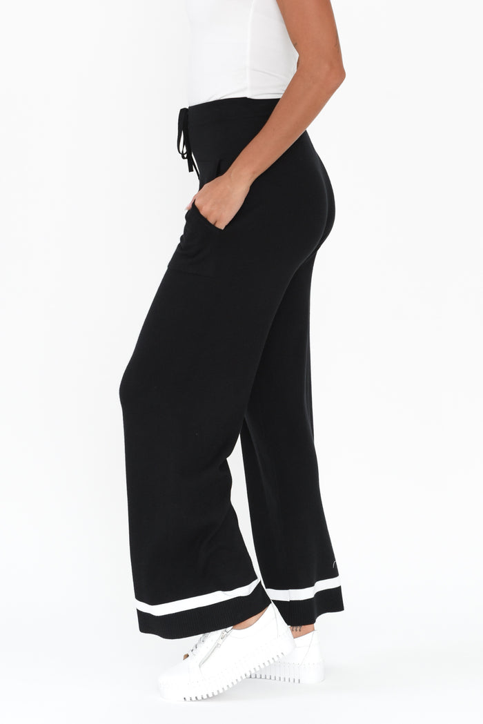 Delphine Black Knit Pants,Brunette model,alt text|model:Brontie