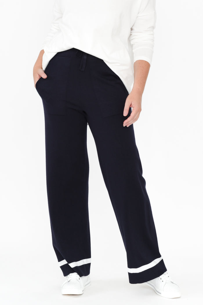 Delphine Navy Knit Pants,alt text|model:Brookel