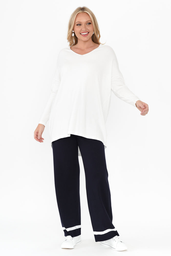 Delphine Navy Knit Pants,alt text|model:Brookel