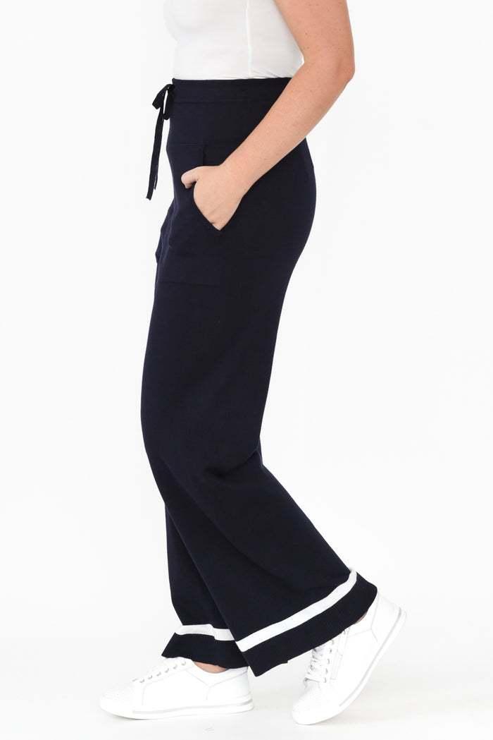 Delphine Navy Knit Pants,alt text|model:Brookel