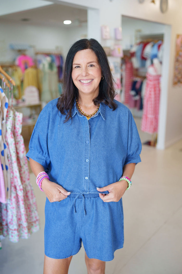 Denim cropped button down