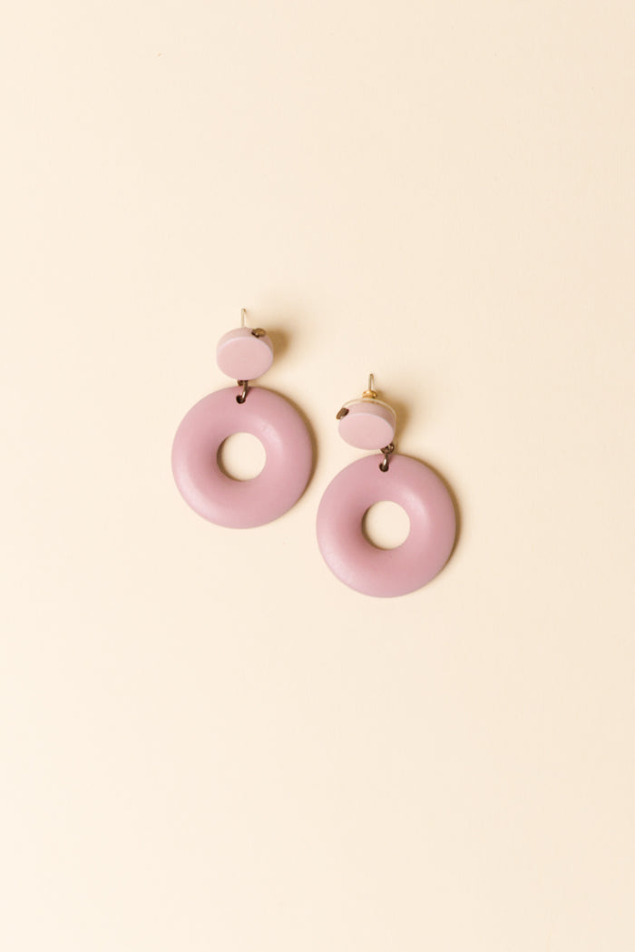Dia Pink Circle Drop Earrings