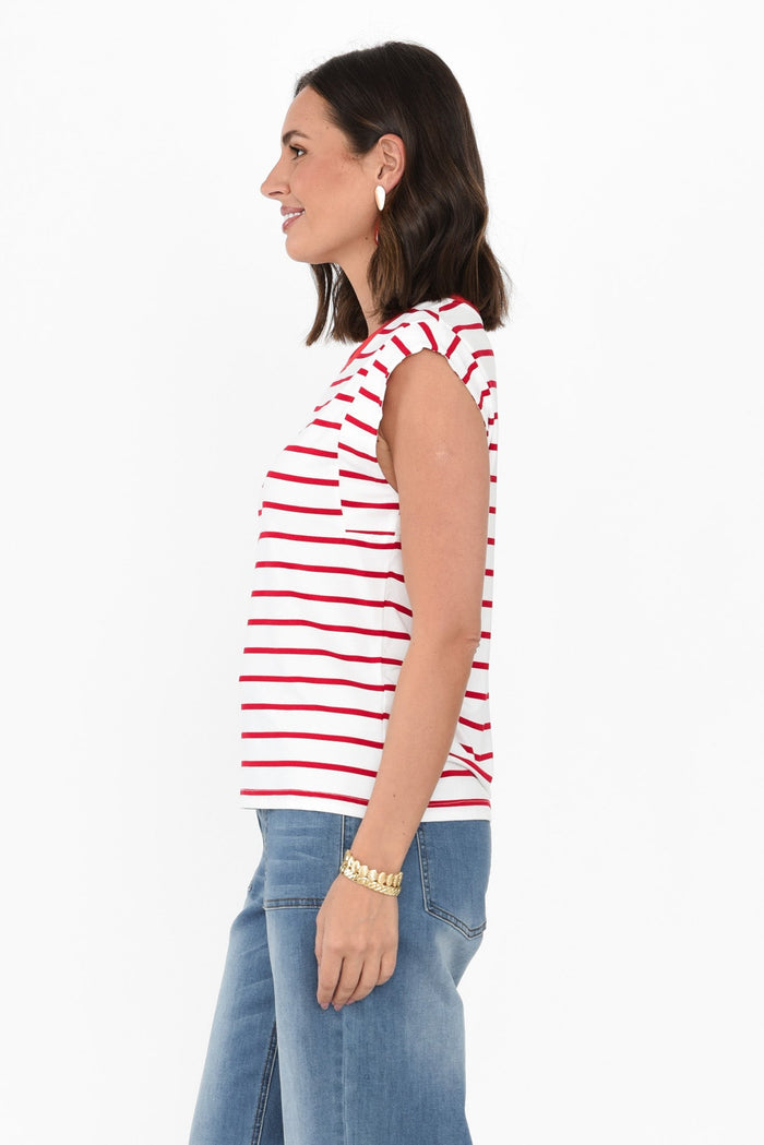 Diana Berry Stripe Bamboo Tee,Brunette model,alt text|model:MJ