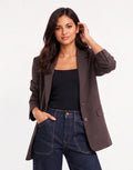 Diploma Two Button Vent Sleeve Blazer - Dark Chocolate