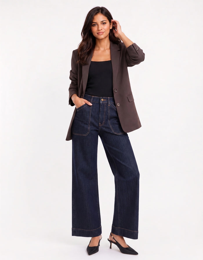 Diploma Two Button Vent Sleeve Blazer - Dark Chocolate