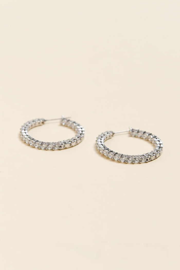 Dolce Vita Silver Diamante Hoop Earrings